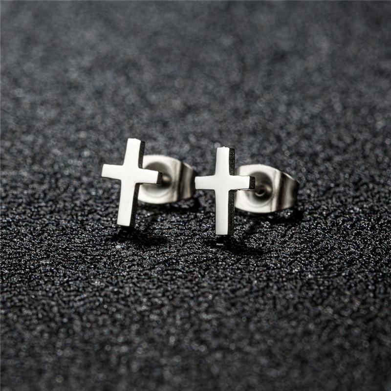 Golden Minimalist Stainless Steel Stud Earrings for Women Circle Hexagon Cross Square Cup Earings Piercing Jewelry Gifts