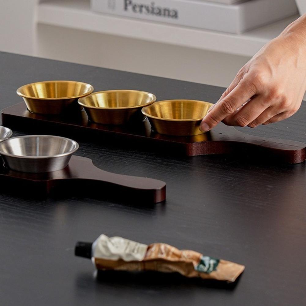 Multi-function Divided Dipping Dish Elegant Snack Dish Stainless Steel Seasoning Plate  Barbecue