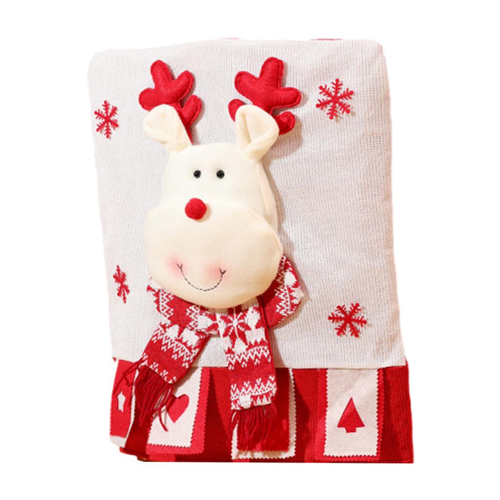 Chair Covers Dining Room Chair Back Cover Slipcover Santa Snowman Elk Pattern for Christmas Holiday Festival Decoration