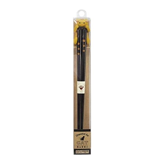 Ishida Dishwasher Safe Chopsticks Set with Silicone Chopstick Rest, Hugging Cat, 23cm, Chatora