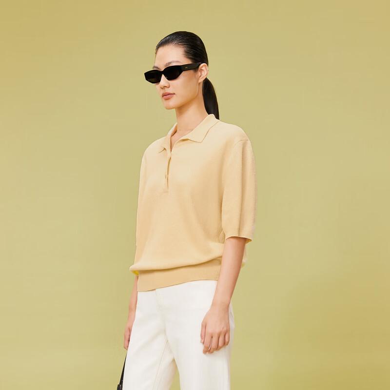 LESS 2024 Spring Casual Long-Sleeve Knit Polo Shirt