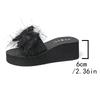 Fashion Women's New Bow Knot Round Toe Slippers Fashion Thick Bottom Wedge Slides Female Vacation Beach Comfort Black Slippers Mujer