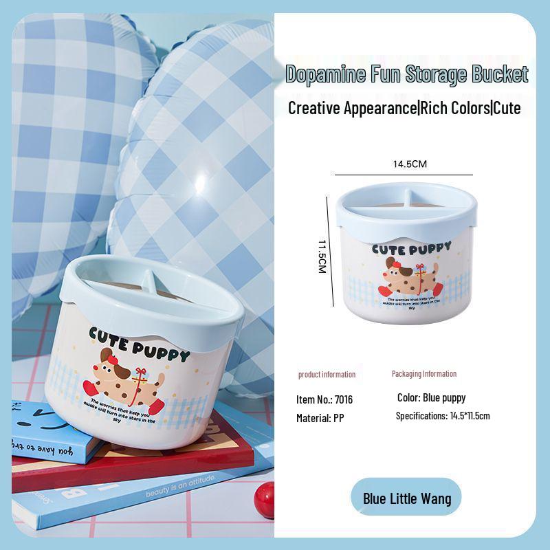 Compartmented Makeup Brush & Cosmetic Storage Box Round