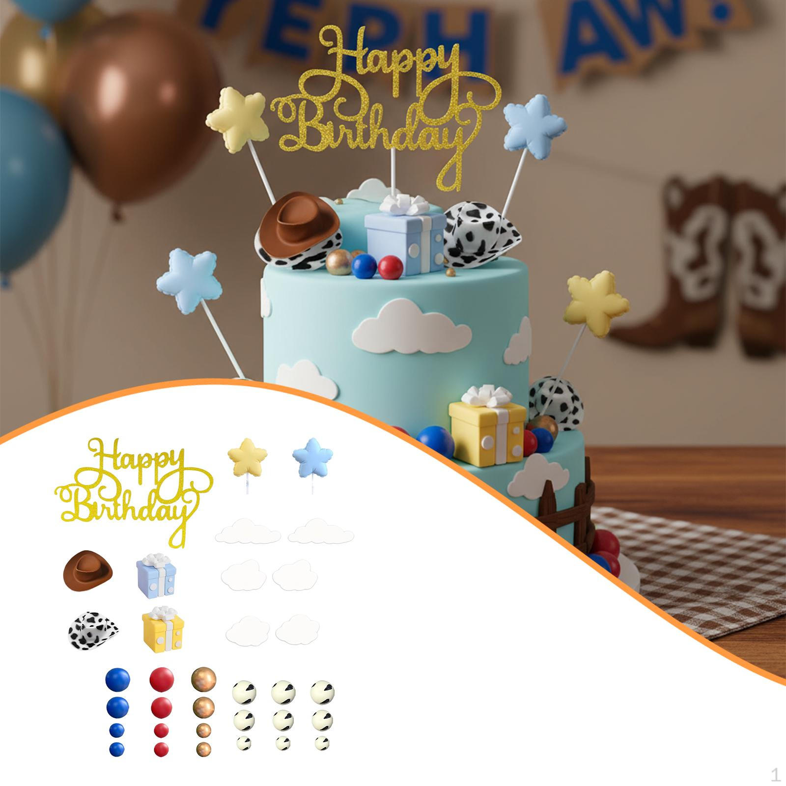 

34x Cowboy Hat Cake Topper Decorations Portable Shower Party Favor Supplies for Birthday Anniversary