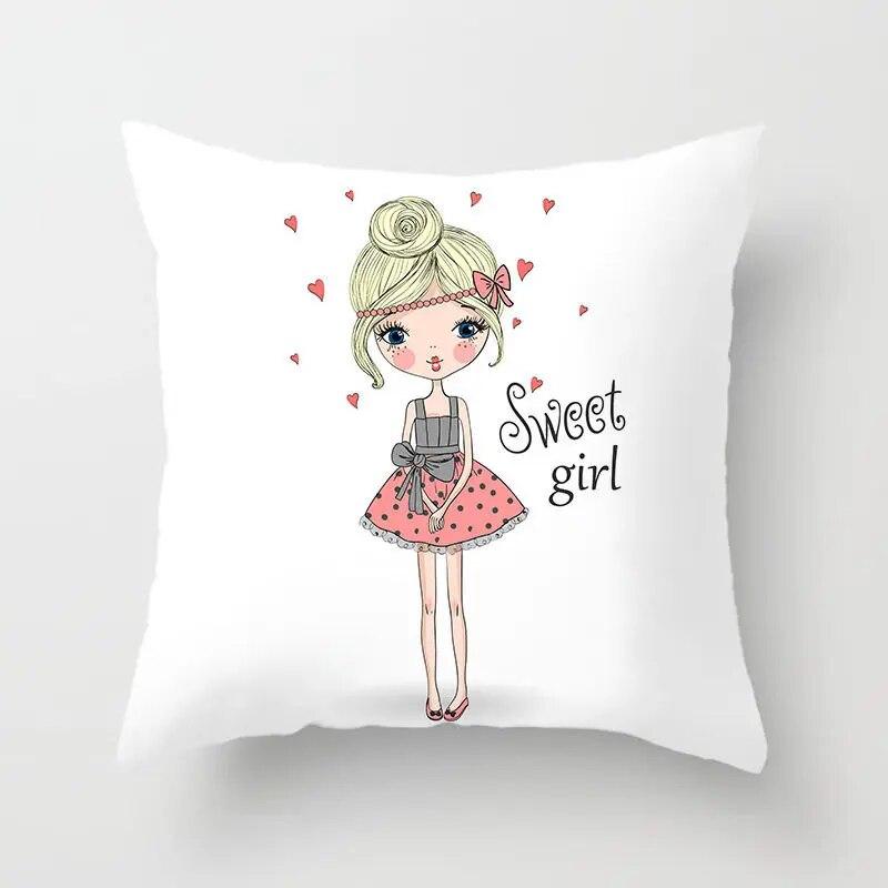 Bedroom Living Room Sofa Bed Decorative Pillowcase Home Decor Cute Girl Princess Cushion Cover