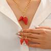 Sweet Big Strawberry Enamel Pendant Earrings Necklace Cute Exaggerated Fruit Women Jewelry