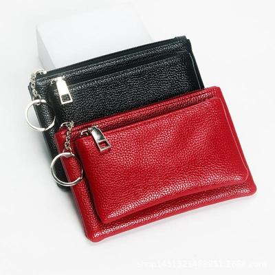 2024 Fresh Sweet Coin Purse: Solid Color PU Leather Litchi Pattern Wallet & Fashionable Small Card Holder