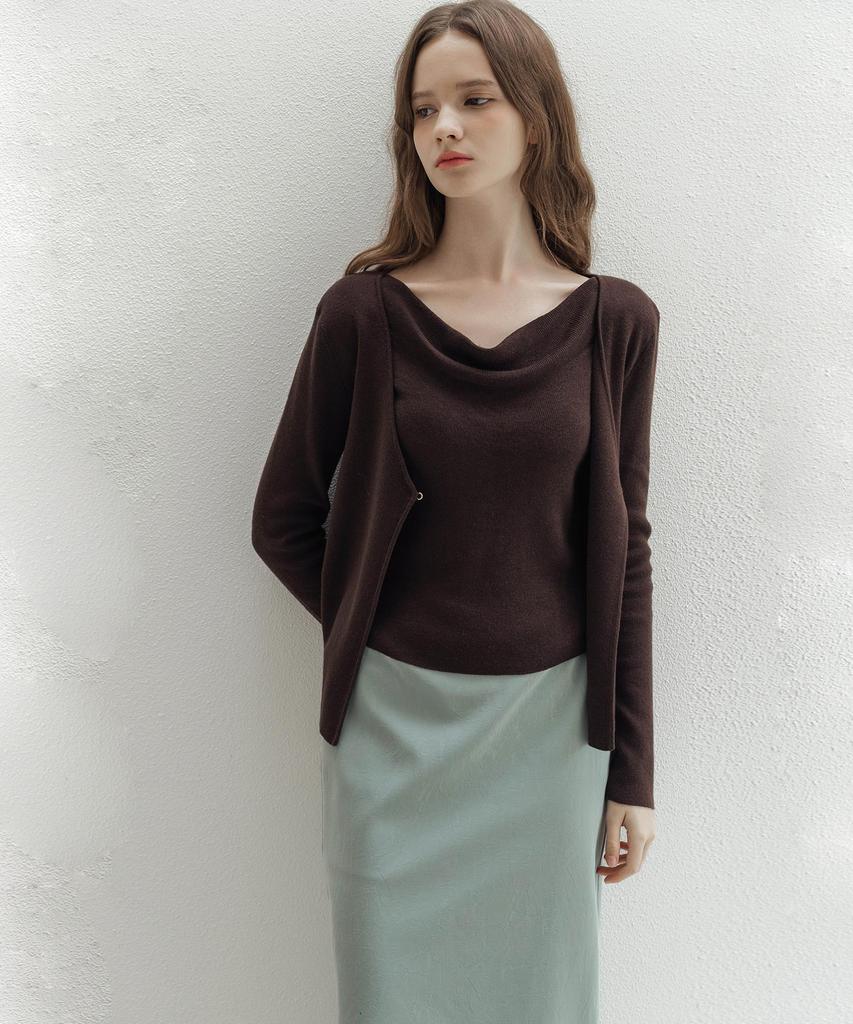 LAUTREDE MIN Cowl Buckle Brown Knit