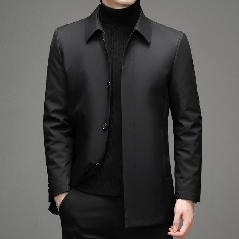 

New Men s Winter Thickened Removable Liner Dad Winter Warm Lapel Casual Jacket 4XL чёрный