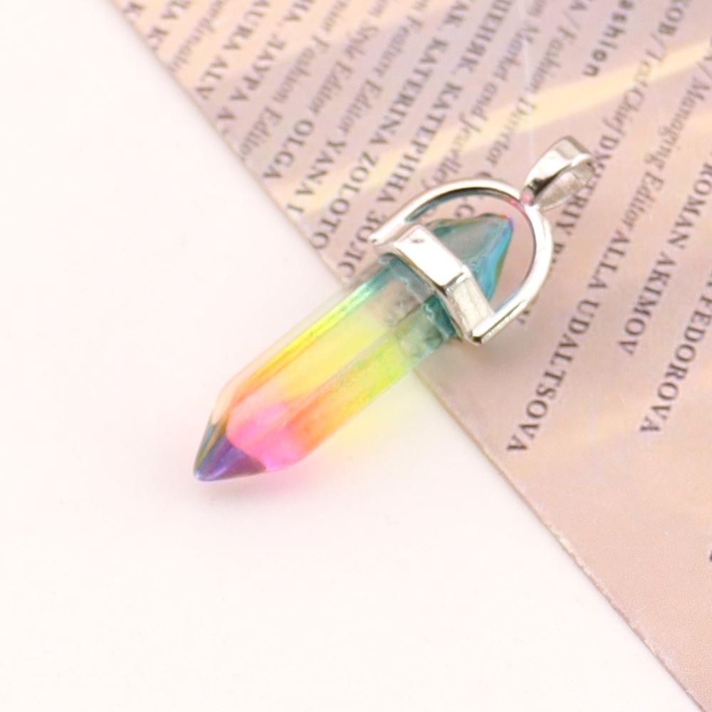 Hexagonal Column Natural Amethyst Powder Crystal Winding Hexagonal Column Pendant Handmade Bullet Necklace Jewelry N788