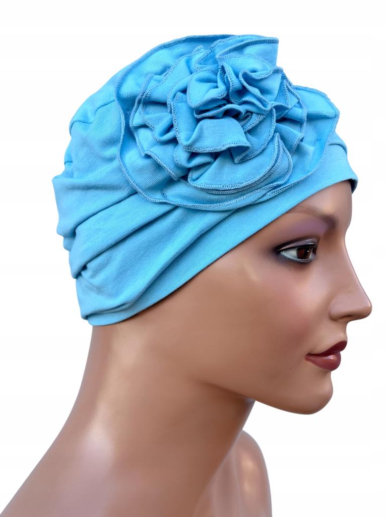 Turbante da Donna in Cotone Dalia Azzurro Baby Stilysh Elegante Confortevole