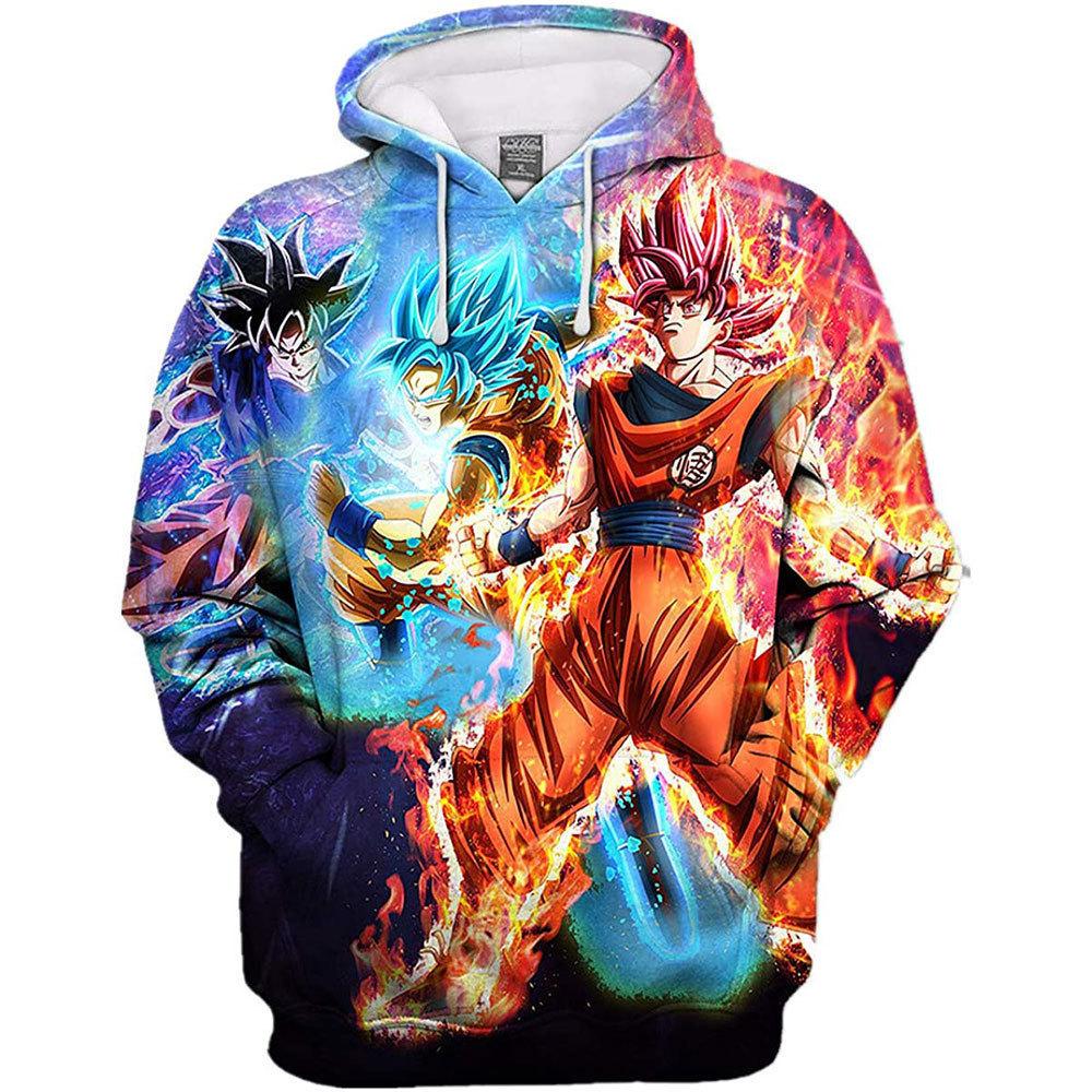 Spring And Autumn Casual Animation Sweater Dragon Ball 3D Digital Printing Hooded Pullover Sweater