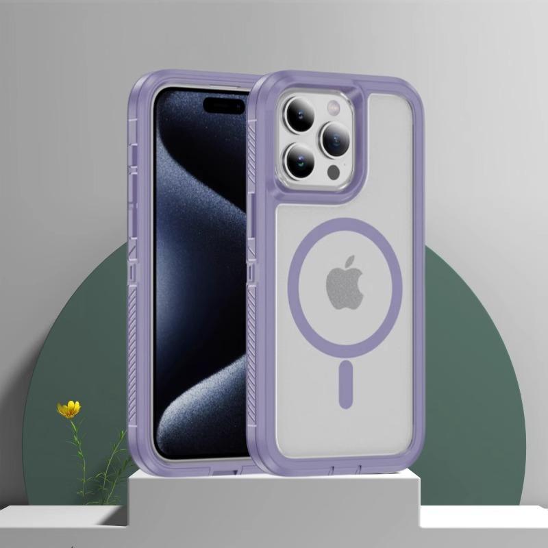 Matte Anti-slip Rugged Armor Magnetic Phone Case for iPhone 15 14 13 12 11 Pro Max Magsafe Charging Shockproof Hybrid Hard Cover