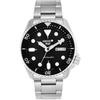 5 Sports Black Dial Silver Stainless Steel Men's Watch