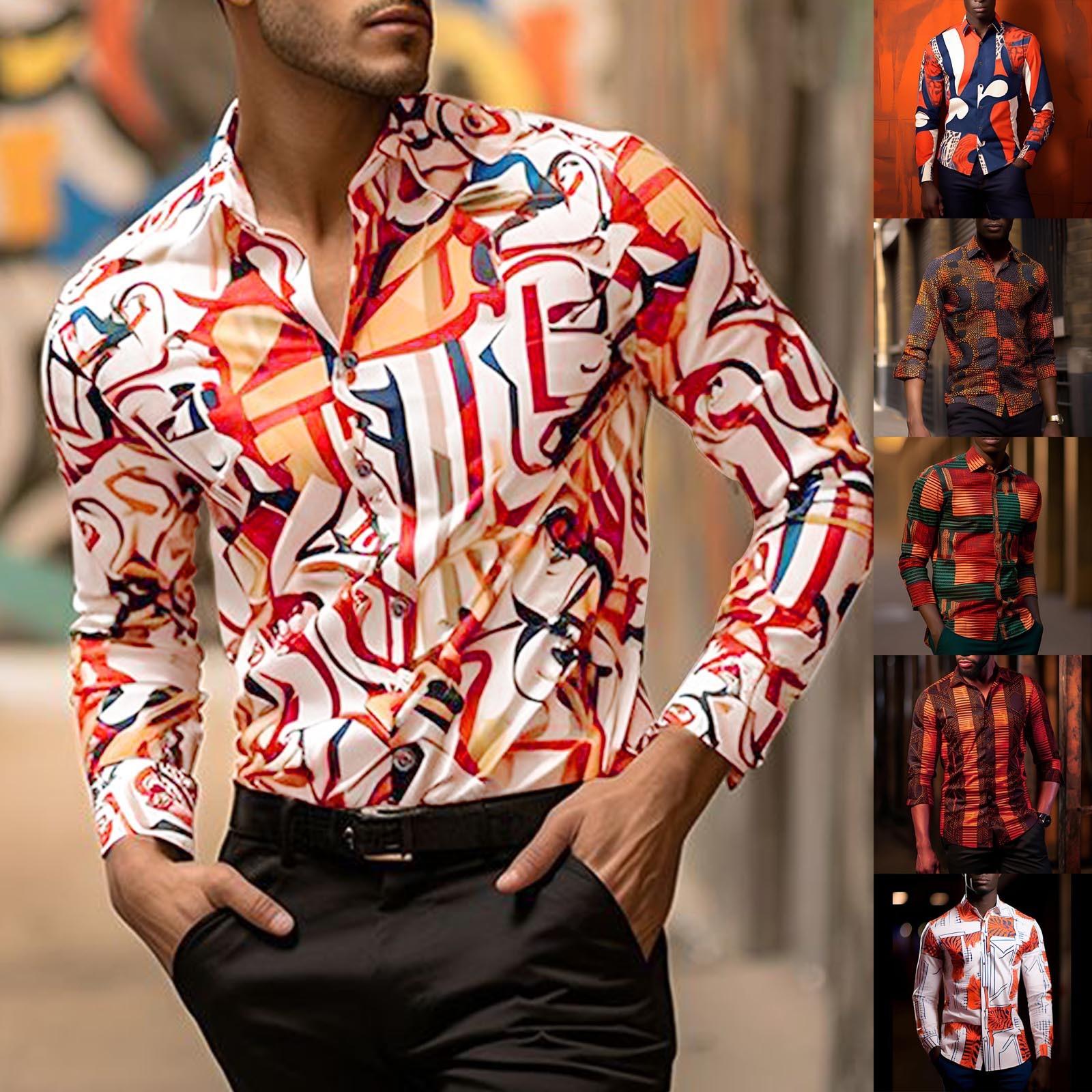 

Мужская модная красочная рубашка для ночного клуба, повседневная трендовая рубашка с длинными рукавами