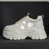 White Chunky Platform Sneakers Ultra Thick Sole Height Increasing Casual Shoes Lace Up Lightweight Non Slip For Daily School
