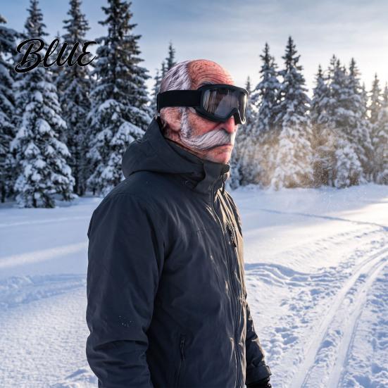 Realistic Face Balaclava Old Man Ski Masque Winter Funny Full with Coverage Masque Neck Coverage Pattern Cosplay Costume for Skiing Snowboarding