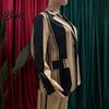 Ținută de Birou 2 Bucăți/Set Set Formal Doamnă Sacou Pantaloni Mânecă Lungă Bloc de Culoare Dungat Guler Revers Cardigan Jachetă Pantaloni Lungime Medie Crăpătură Pantalon Evazat