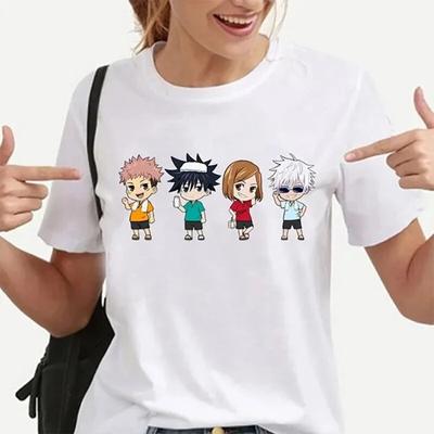 Lustiges Cartoon-Charakter Grafik T-Shirt Damen Mode Rundhals Locker Kurzarm Streetwear Lässig Anime Harajuku T-Shirts