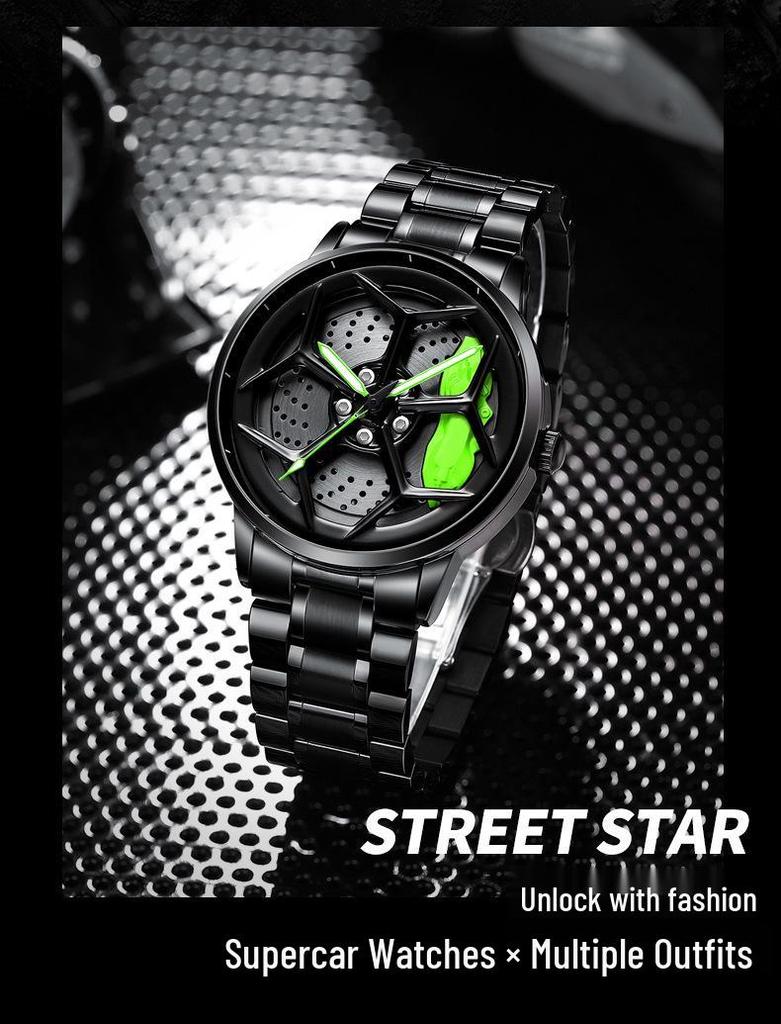 SVJ Multifunctional Men's Off-Road Waterproof Quartz Watch with 3D Hollow Design