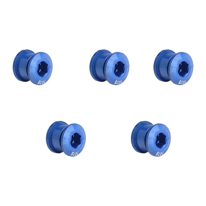 5pcs Aluminum Alloy Chainring Bolts Single Chainwheel Bolts Nut Single Speed Chainwheel Screws for Road, Mountain Bike