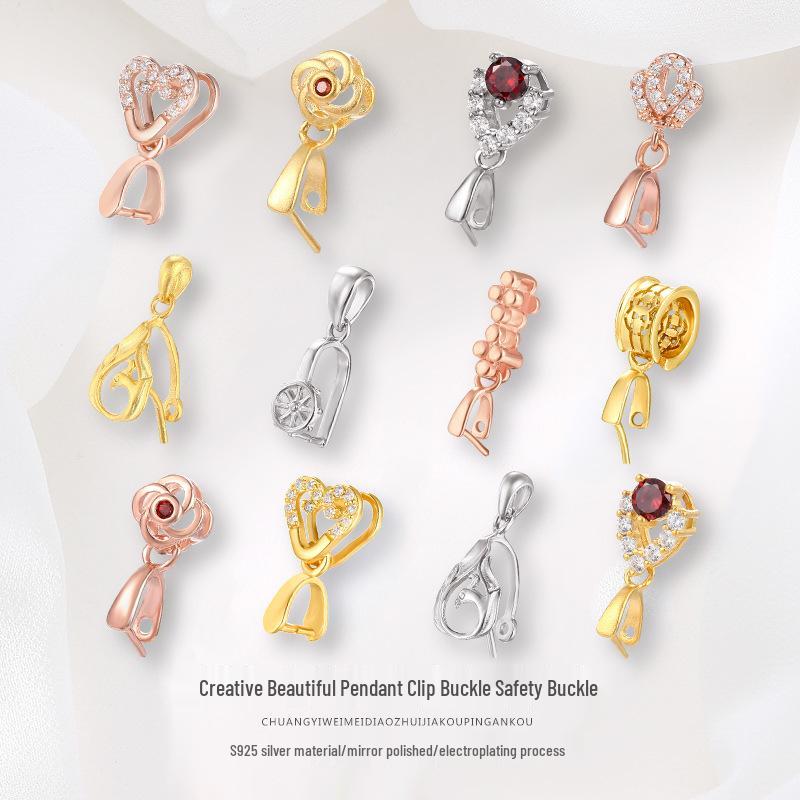 

Sterling Silver S925 Jade Buddha Head Pendant Bail Clip for DIY Necklace. S925 Silver