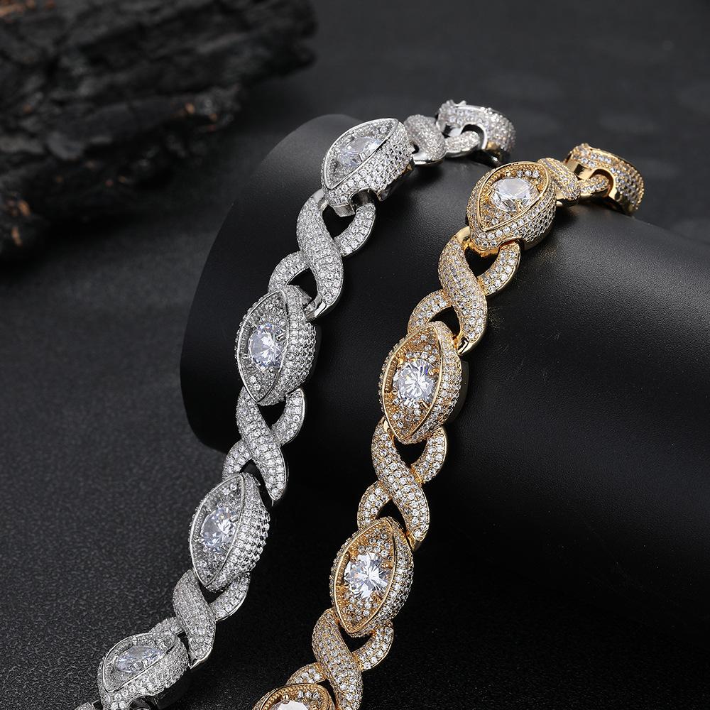 Hip-hop 11MM unlimited eyes 1 character Cuban chain micro-inlaid zircon personality hot-selling hip-hop men's necklace