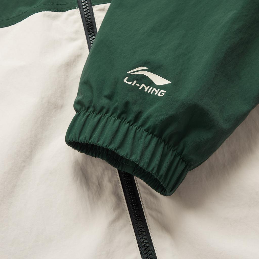 Li-Ning Lettuce Edge Water-Repellent Windproof Comfortable Casual Color-Block Hooded Letter Zipper Sports Jacket Unisex Jackets Dark-Green AFDU955-1