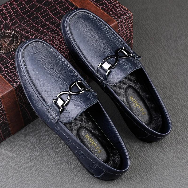 Leisure Walk Loafers Men Genuine Leather Handmade Slip On Flats Luxury Brand Casual Driving Shoe New Man Moccasins Walking Shoes