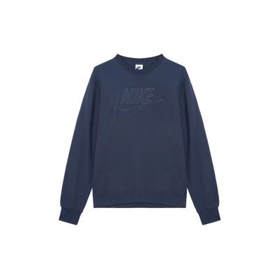 Embroidered Logo Solid Crew Neck Sweater Men Sweatshirt Blue DQ4584-437
