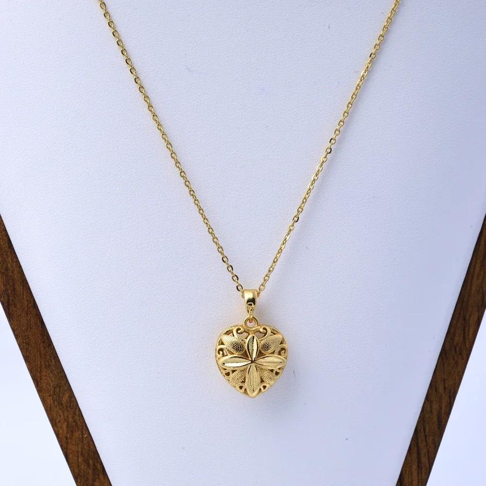Vietnam Sand Gold Heart Necklace Ethnic Style Hollow Chicken Heart Gilt Set Chain Gilt Necklace Jewelry Manufacturers Wholesale