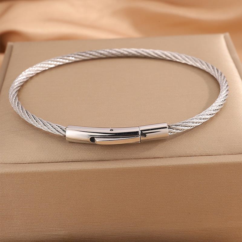 Personalized design Press-type opening stainless steel  Women's steel wire twist elastic non-fading  jewelry