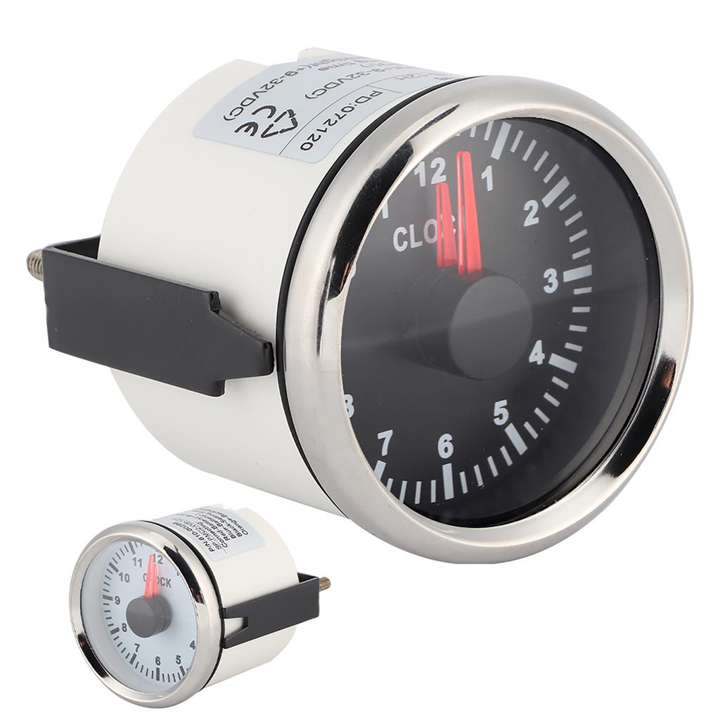 2in Universal 0‑12 Hourmeter Clock Instrument Panel Gauges Display Red Backlight 12V/24V for Car Boat Yacht 52mm Clock Gauge