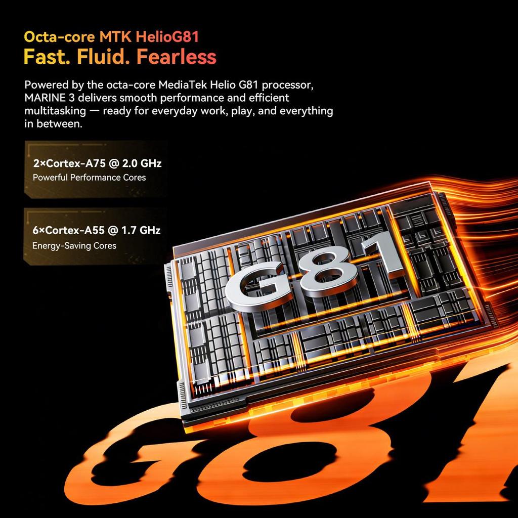 OSCAL MARINE 3 Android 16 Smartphone 8GB+128GB MediaTek Helio G81 Rugged Phone Mobile