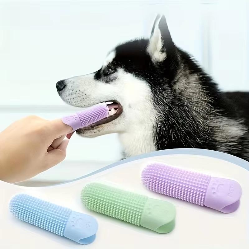 3Pcs Soft Silicone Dog Toothbrush 360° Finger Toothbrush for Dogs Cats Durable Pet Finger Brush Tooth Cleaning Tool for All Breeds