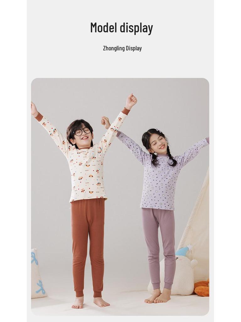 Warme Baumwollpyjamas für Kinder: Mid-Neck Shirts & Hosen für Jungen & Mädchen