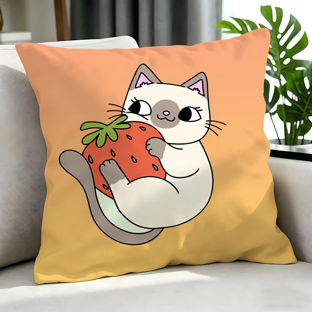 Cute SStrawberry Cat Cushion Cover Cushion Cover Set Pcs x x x Pillowcase Decorative Sofa Home Decor
