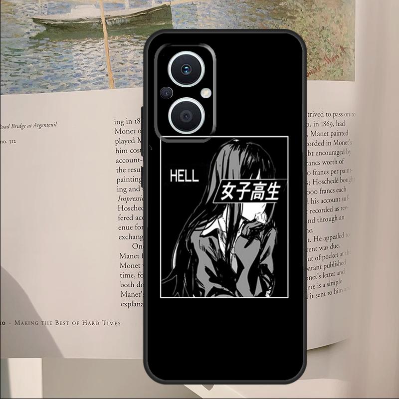 Sad Japanese Anime Aesthetic Cover For OPPO Reno 14 13 11 10 Pro 12F 11F 13F 14F 7 8 Lite OPPO Find X6 X5 X8 X9 Pro Case