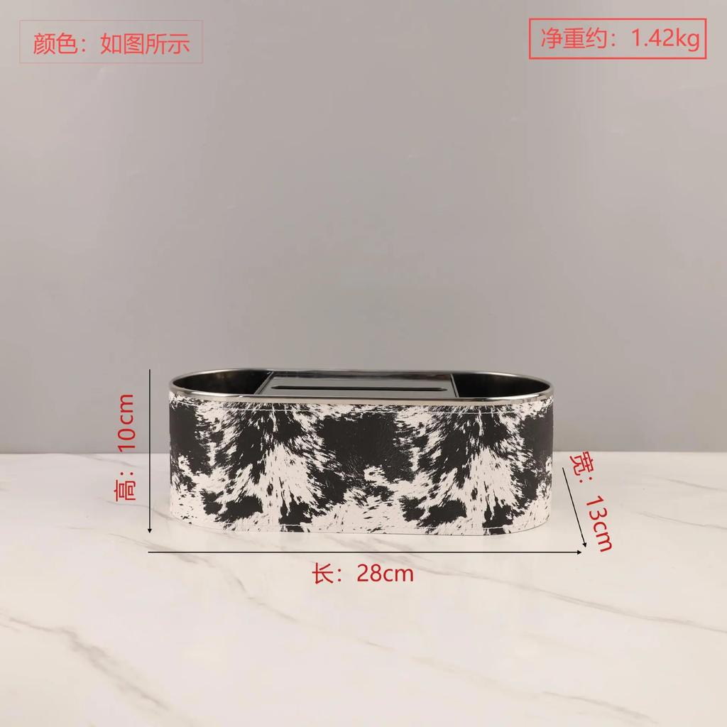 Metal Imitation Horsehair Leather Tissue Box, Stainless Steel Paper Box, Home Decoration, Kitchen Tissue Storage Container