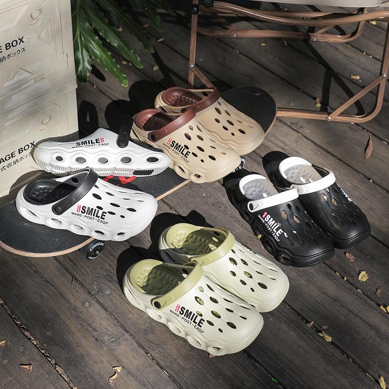 Men's Lightweight Breathable Slip-On Beach Shoes Dual-Purpose EVA Sandals with Ventilation Holes Soft Sole for Summer Outdoor Slippers