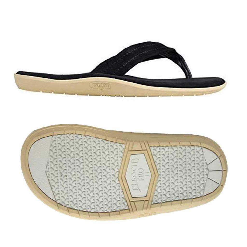 Unisex Suede Leather Beach Sandals from Hawaii PT203SL US9 [Island Slippers] BLACK/BLACK (27.0cm) [Used]