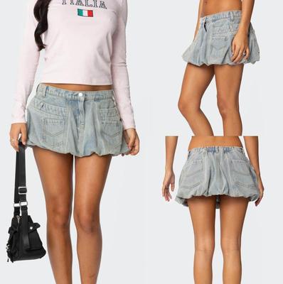 Retro Blumenmuster Denim Minirock - Europäischer & Amerikanischer Stil