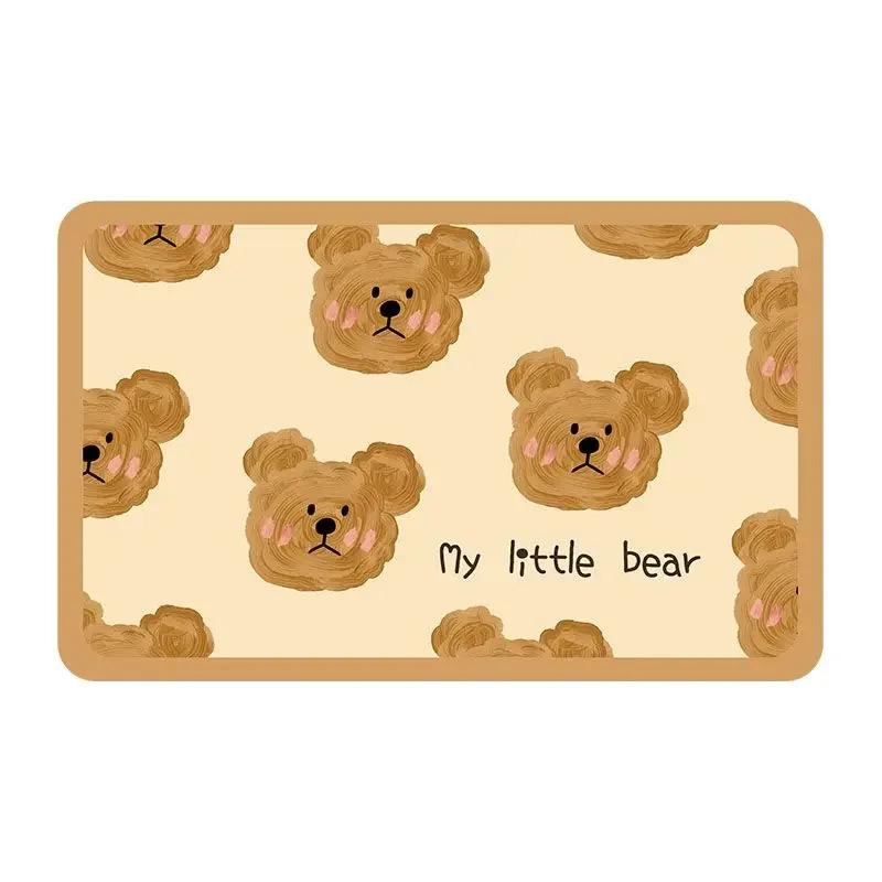 Adorable Bear Pattern Rug Non Slip Absorbent Quick Drying Easy To Clean Bathroom Decor Rug Home Decoration