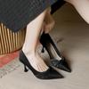 Pointed Single Shoes New Niche Temperament Professional Single Shoes Simple Shallow Commuting High Heels Women