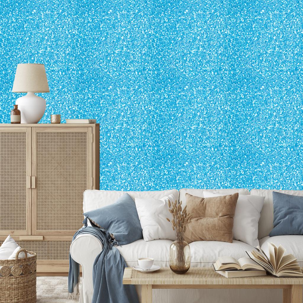 Turquoise and celadon glitter wallpaper for living room and bedroom 50x1000