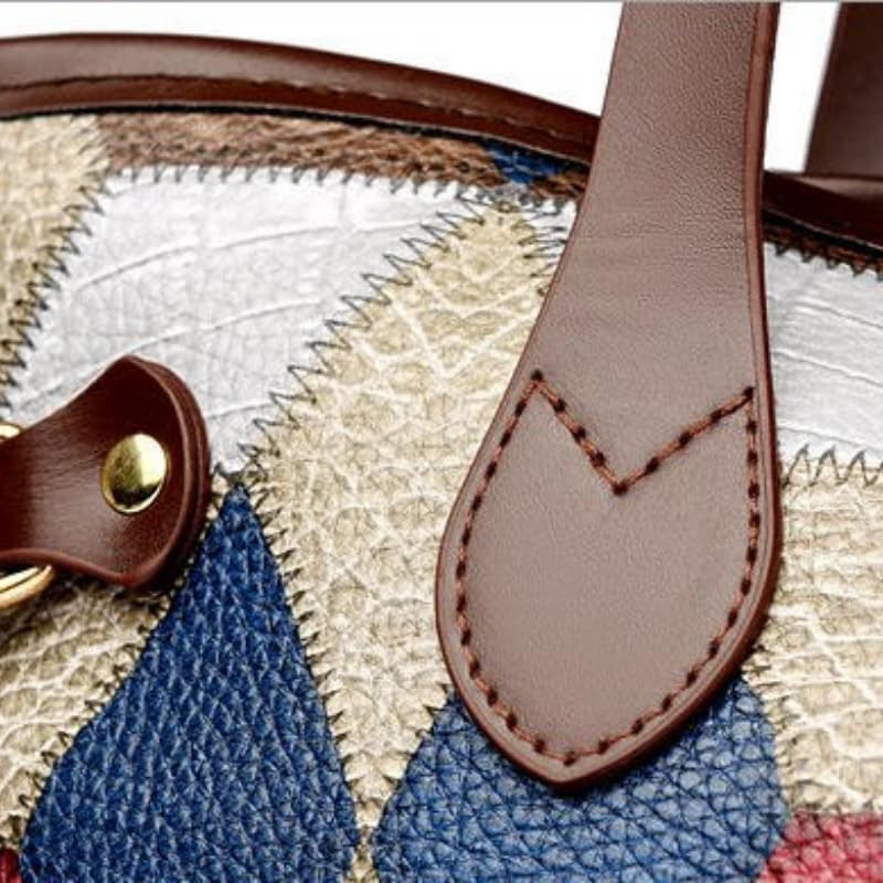 Contrasting color plaid splicing shoulder handbag