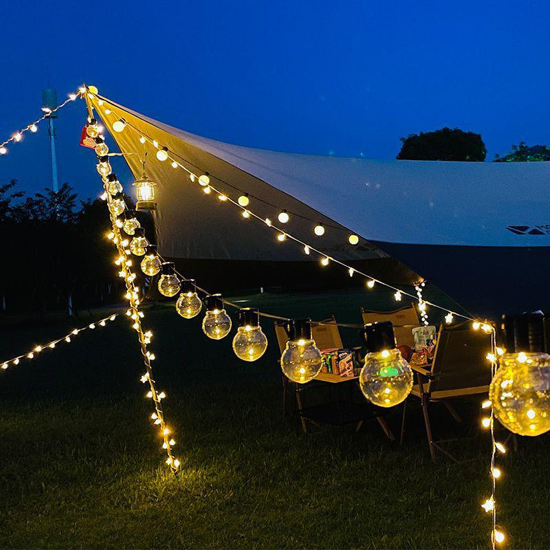 Solar LED Outdoor Camping Atmosphere Round Ball String Lights for Tents and Canopies