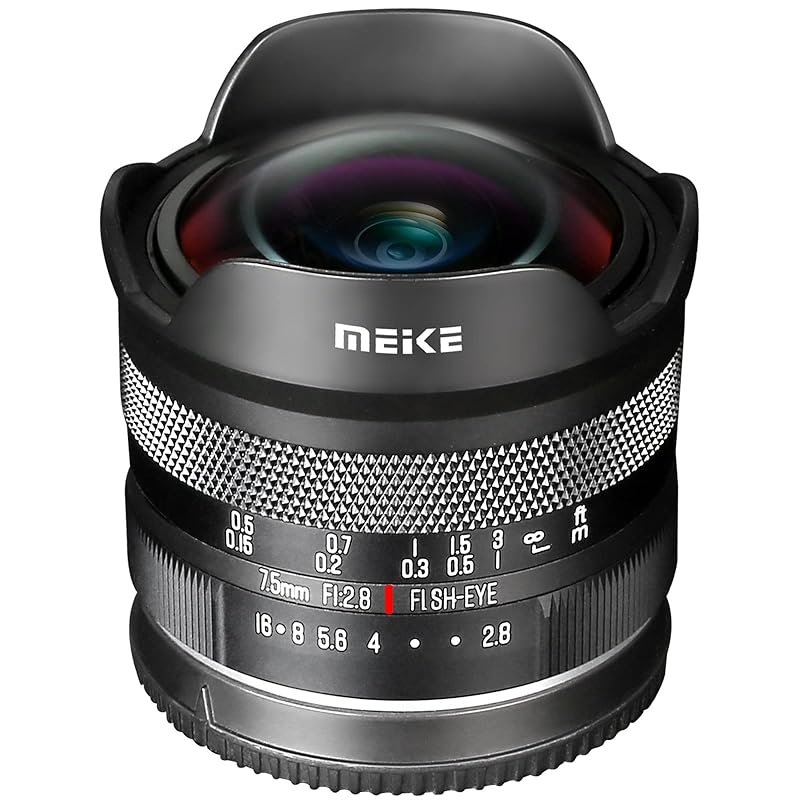 

Meike 7.5mm f2.8 ultra wide angle manual focus diagonal fisheye lens Panasonic Lumix M43 MFT mount digital mirrorless camera GH3 GH4 GH5 GH6 For GH7