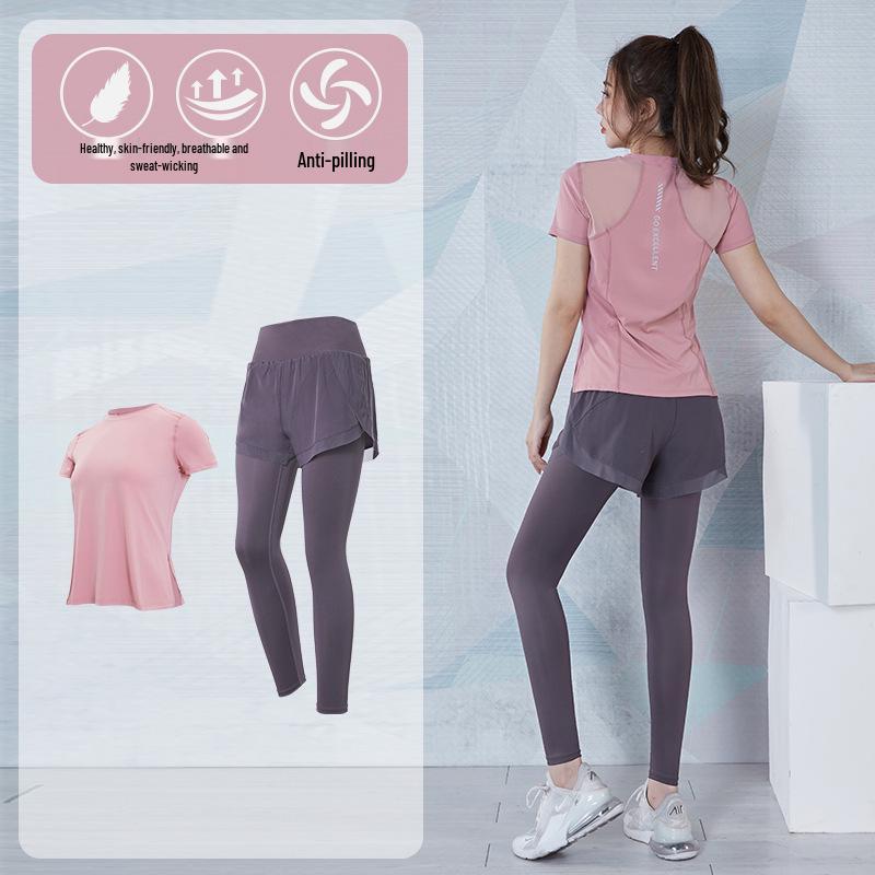 

Женский быстросохнущий комплект для йоги: Свободная, дышащая фитнес-одежда для весны/лета - Футболка с коротким рукавом для бега и тренировок на открытом воздухе. L