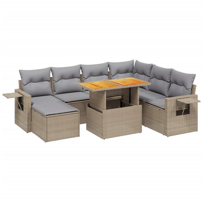 VidaXL Garden Lounge Set with Cushions 8 Pcs, Patio Sofas, Patio Furniture Set, Outdoor Furniture, Beige 3275719
